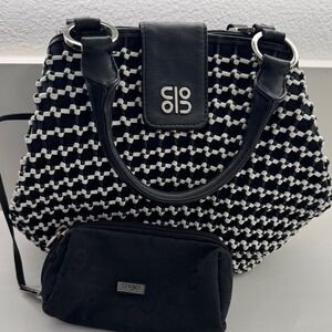 Black and White Geometric Shoulder Bag Set